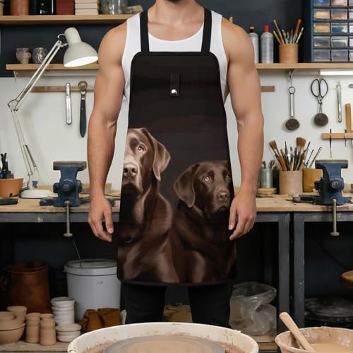 Delantal de trabajo con diseño Labrador Retriever marrón miniatura 4