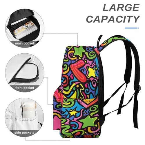 Doodles And Lines Printed Backpack Water-Resistant Pack Stylish Bag Lightweight Travel Backpack4