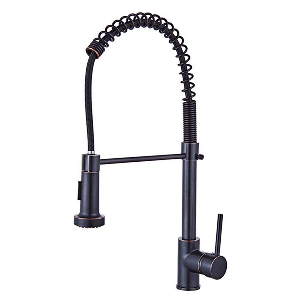 ZYCHSJXA Deluxe Black∕Nickel∕Chrome Pull-Down Kitchen Tap to Arrive at The Solid Brass Faucet Pull Out Spray Mixer Water Tap,Black