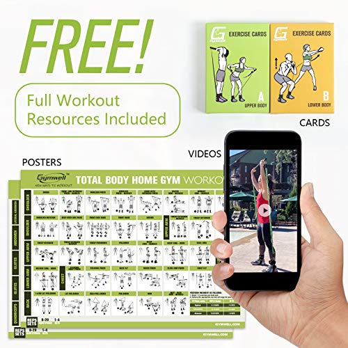 Gymwell Portable Resistance Workout Set, Total Body Workout Equipment for Home, Office or Outdoor with 3 Sets of Resistance Bands (Green)