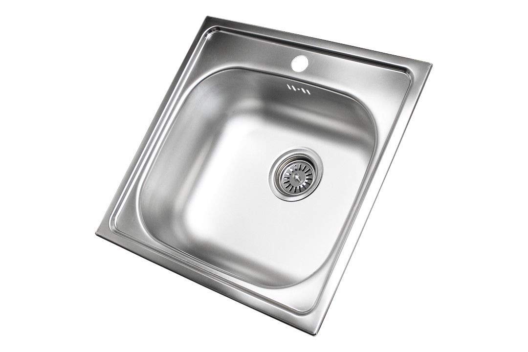 Edelstahl Einbauspüle Küchen Spüle Spülbecken Küchenspüle 50 x 50 cm + zubehör Set (50x50cm mit Loch für Armatur)