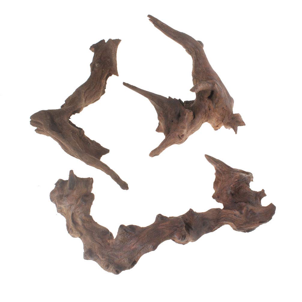EmoursTM Madera hundible, madera a la deriva decorativa para acuarios (S/M - paquete de 3)