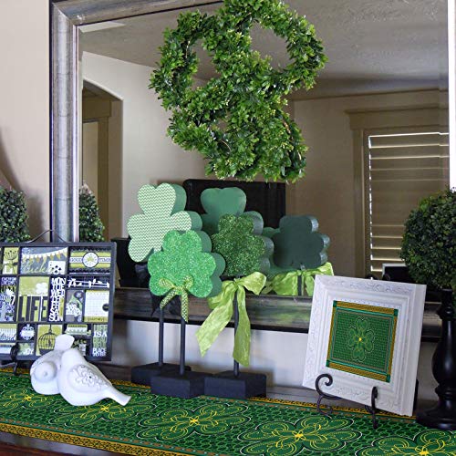 St. Patrick's Day Table Runner 90In Long Holiday Family Kitchen Dinning Table Decorative St. Patrick's Day Traditional Shamrock Irish Table Runners For Coffee Table Wedding Party Birthday 13X90Inch #TOP3