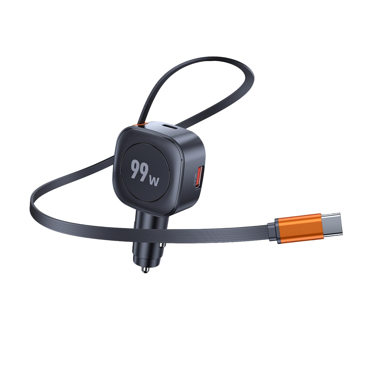 Cargador de coche 99W retráctil de carga rápida triple para mechero de 12V y 24V 8