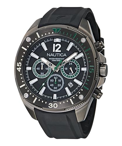 Montre Nautica NAPBSS502 solide pour éviter les rayures bracelet silicone