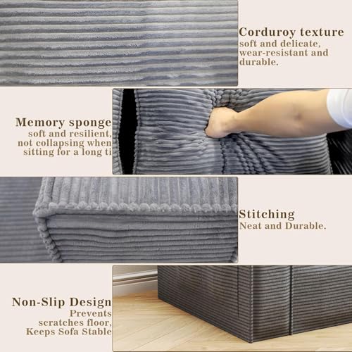 Image of Cloud Sectional Boneless Couches for Living Room, Modular L Shaped Couch with Deep Seat Oversized Right Facing Chaise, Gray | No Assembly Required, Cat-Claw Resistant, High-Resilience Foam