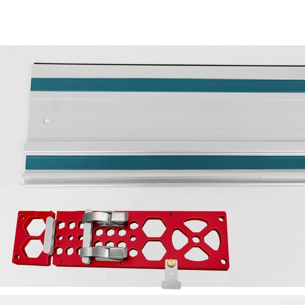 Sierra cuadrada para carpintería de 340 mm, placa de posicionamiento de 90 grados con cubo de seguridad, tope de riel guía de aleación de aluminio para corte y fresado de sierra circular, rojo