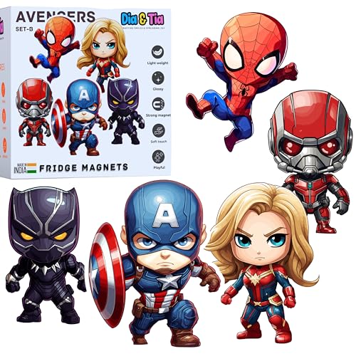 Image of Dia & Tia Superhero Themed Fridge Magnets, Superheroes - B | Made in India, For Office, Kitchen, Refrigerators, Magnetic Boards, Motivational Quotes, Culture, Gamers, Cute Cartoons