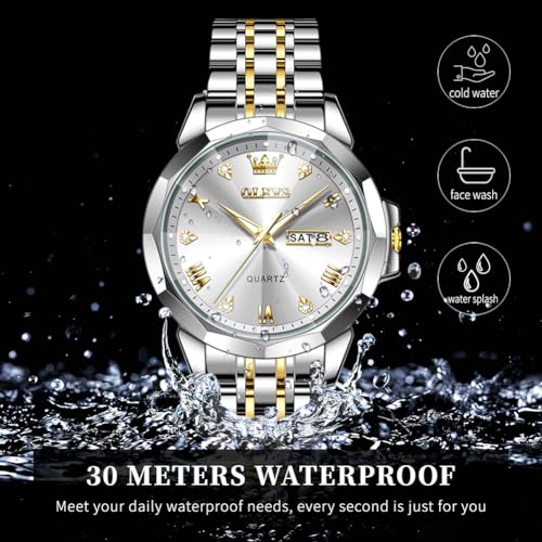 Image of OLEVS Watch for Men Diamond Casual Analog Roman Quartz Stainless Steel Waterproof Luminous Date Calendar Luxury Gifts Wrist Watch