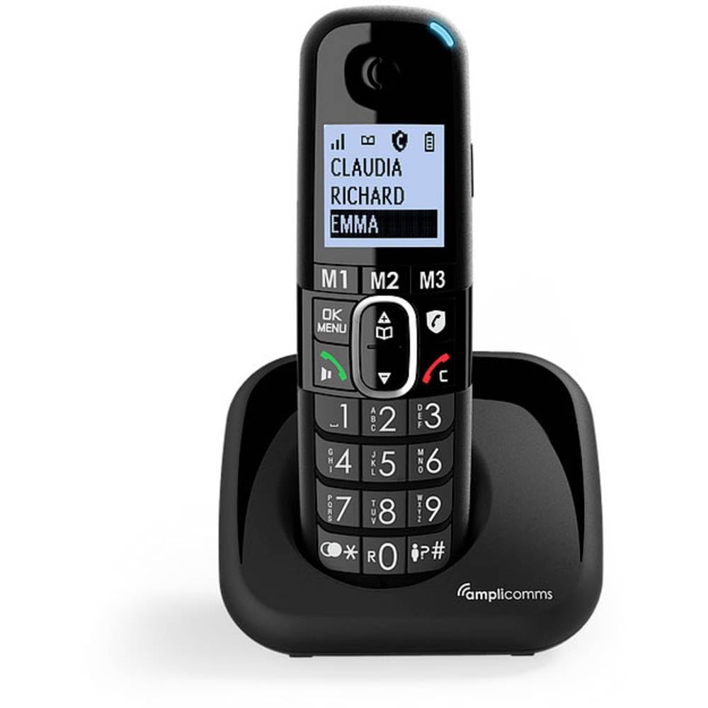 Amplicomms BigTel 1500, téléphone DECT sans Fil à Grosses Touches, Audio-Boost, sonneries puissantes, Compatible avec Les Aides auditives, Fonction Blocage des appels