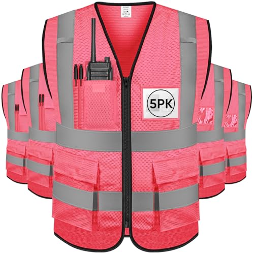 Image of TICONN Reflective Safety Vest High Visibility Class II Mesh Vest for Women & Men Meets ANSI Standards
