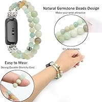 Vista 2 de C&L Accessories Brazaletes compatibles con Fitbit Inspire 3 para mujeres, pulsera con cuentas, correa de reemplazo ajustable con gemas