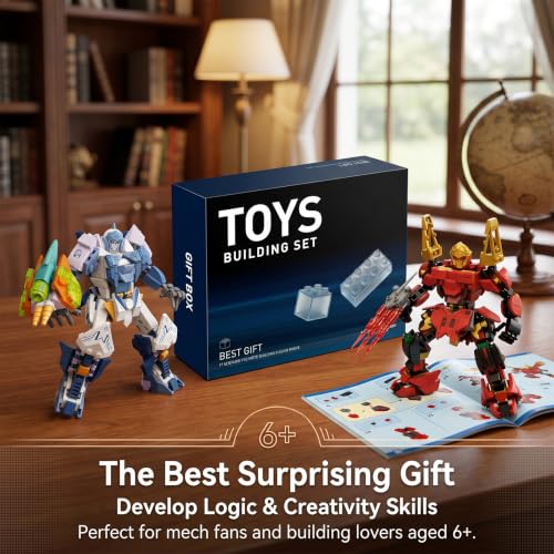 Loyratche Transforming Mech Robot Building Blocks Set, 4 Types of Destroy Warrior City Mecha Action Figure with Weapons, Cool Creative Robots Toys Gift for Adults by Loyratche - Used condition - Image 8