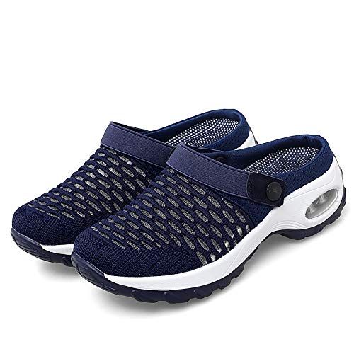 Image of Trsorini Mules Clogs for Women Summer Air Cushion Platform Mesh Mules Sneaker Sandals for Female Lightweight Beach Shoes Outdoor Slippers Walking Shoes