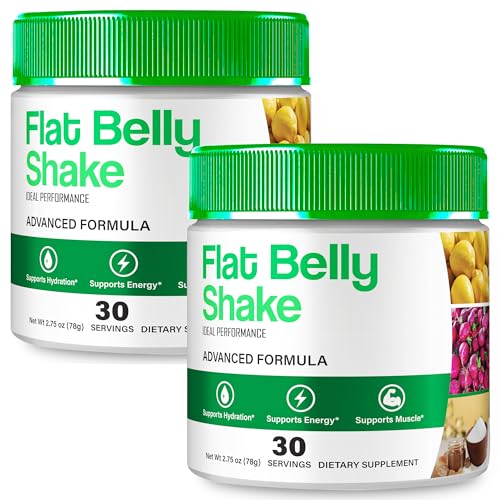 Flat Belly Shake Powder - Official FlatBelly Shake Advanced Formula Powder Supplement - Extra Strength, All Natural Wellness Energy Support Recovery & Fitness Boosting, FlatBellyShake Reviews (2 Pack)