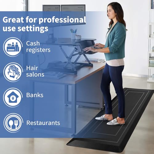Image of UKISS 9 /10 inch inch Extra Thick Cushioned Anti Fatigue Kitchen Mat, Waterproof High Density Foam Standing Desk Mat, Non-Slip Ergonomic Comfort Mat for Kitchen, Office,Workstation Black (Black, 20 inch X 48 inch)