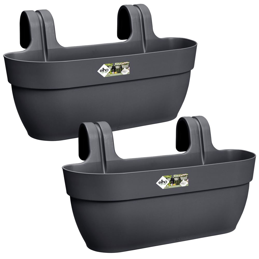 elho Vibia Campana Easy Hanger L | Set of 2 Balcony Planters - Anthracite
