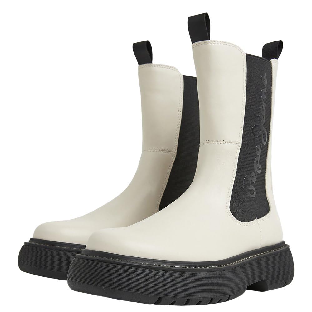 Pepe Jeans Women's White Chelsea Boots