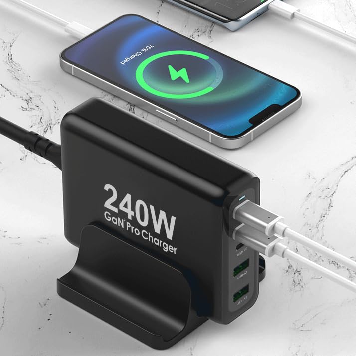 Tobetravel 240W USB C Charger, GaN Tech 5-Ports PD 100W PPS45W QC3.0 30W Super Fast Charging Station for MacBook Pro iPad iPhone 15 14 Samsung S23 S22 Pixel and More - image 4