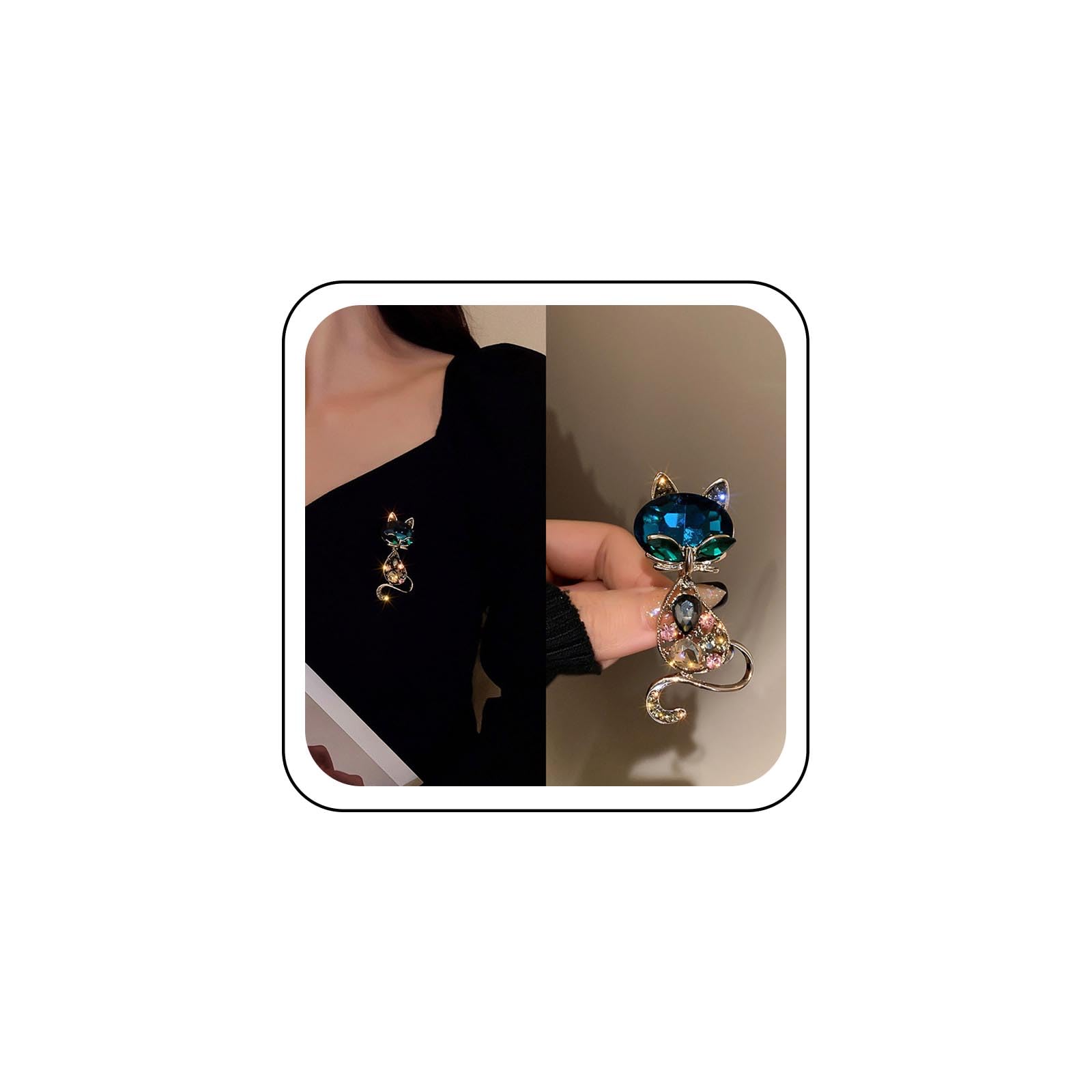 Wendalern Broche Chat Strassée Broche Chaton Élégante Cristal Chaton Animal Épingle De Revers Vintage Corsage Vêtements Décor Broches Badges Accessoires Bijoux Pour Femmes Et Filles