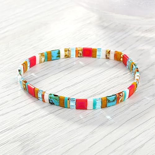 KELITCH Stretch Bracelets Colorful Stackable Tila Bead Bracelets Women Friendship Bracelets Bohemian Jewelry4