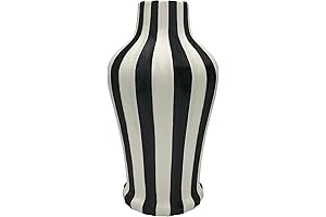 Tuscan Collection Classic Striped Black & White Ceramic Halloween Vase