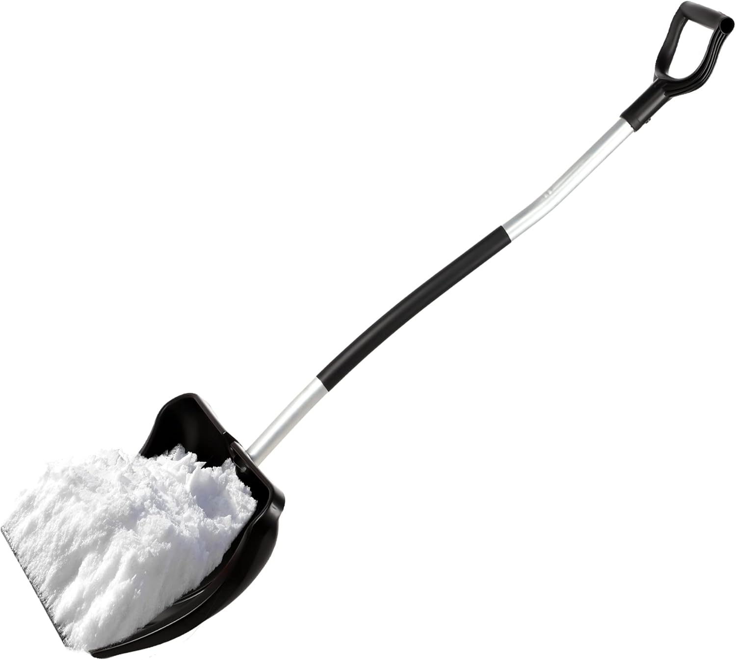 KADAX Pala de nieve con mango de aluminio, pala de nieve de 50 x 141 cm, con mango ergonómico, volquete de nieve de plástico con herraje de aluminio (negro)
