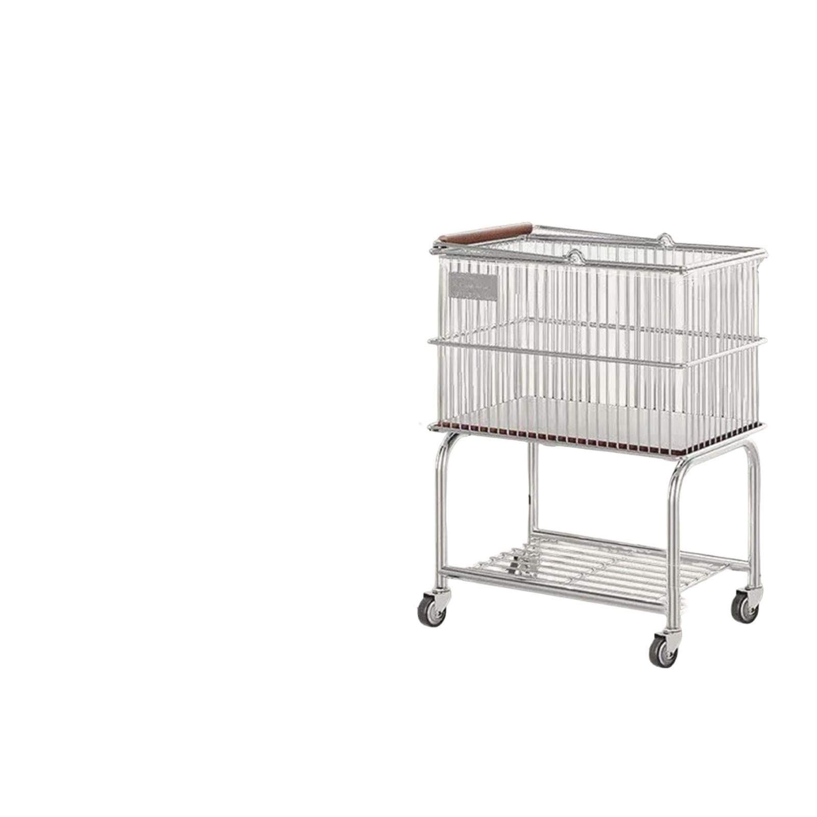 Roller laundry basket Rolling Laundry Cart Organizer Lightweight with Storage Shelf(C-Navy blue)