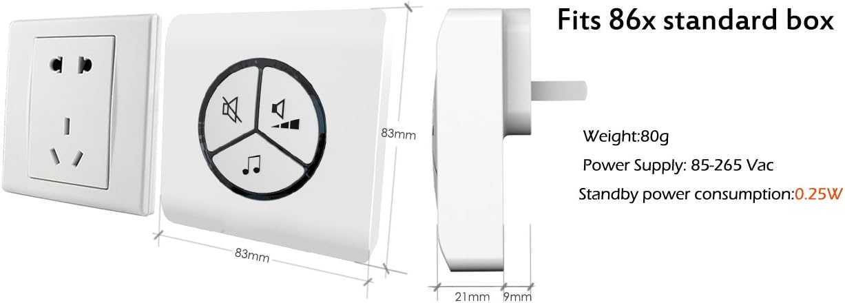 Wireless Doorbell Kit No Battery Needed, 1 Battery Free Push Button & 2 Plug-in Doorbells, Plug&Play, Ranges up to 300ft Through Built-in Extender, 25 Tunes, LED for Hearing Impaired, Waterproof