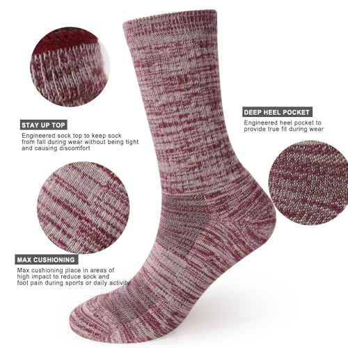 Image of EnerWear 4 Pack Women's Merino Wool Outdoor Hiking Trail Crew Sock