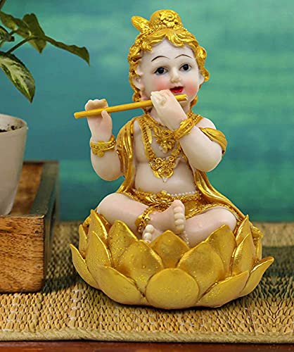 TIED RIBBONS Krishna Statue (5 X 4 X 3 Inch, Resin) - Krishna Idol Figurine Decorative Showpiece for Table Decoration House Warming Gifting Home DÃ©cor