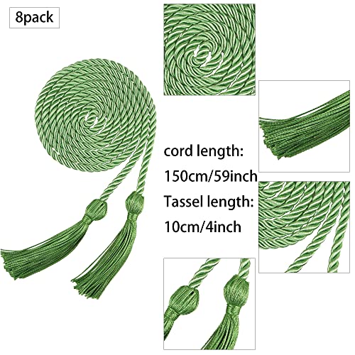 Image of Trounistro 8 Pieces Graduation Cords Yarn Honor Cords with Tassel for College Graduation Students (Grass Green)