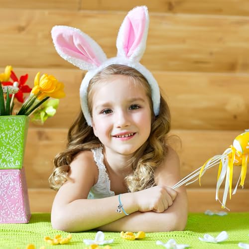 Easter Bracelets Basket Stuffers Gifts for Girls Kids - 3-5 PCS Adjustable Bunny Rabbit Bracelet Christian Gift with Card3