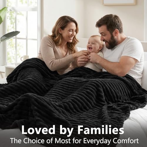 Couverture douce noire lit simple pour décoration de dortoir cosy - 7