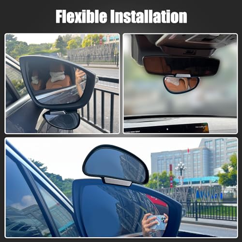 Image of Blind Spot Mirror Adjustable 360 Degree Car Side Mirror, HD Glass Rear View Exterior Accessories Frame Thickness Less than 5MM for Car SUV (single mirror left+right)