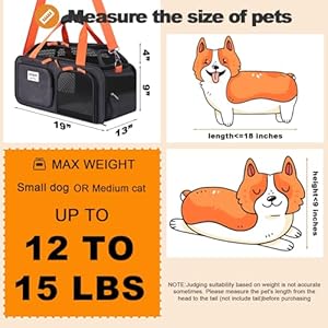 19x13x9 TSA Approved top Expandable pet Carrier for Small Dog Puppy cat up to 12-15 lbs Weight and 18.5'' Length, for Southwest Allegiant Spirit Canada Airlines(Black) 19x13x9 TSA Approved top Expandable pet Carrier for Small Dog Puppy cat up to 12 15 lbs Weight and 185 Length for Southwest Allegiant Spirit Canada AirlinesBlack