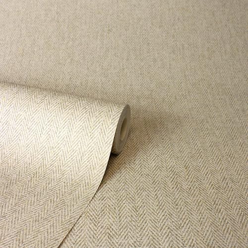 CROWN M1870 Harris Texture Luxury Textured Wallpaper, Natural, 52 x 1005 cm - Image 4
