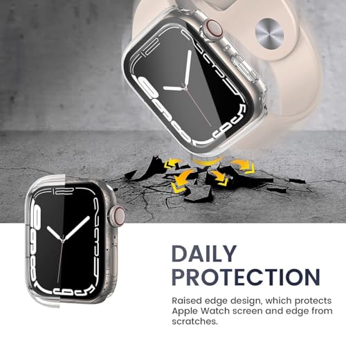 Image of HANKN 2 Pack Hard Case for Apple Watch Series 11 /10 42mm Tempered Glass Screen Protector Case, Full Coverage Shockproof Iwatch Bumper Cover (42mm, Clear x 2)