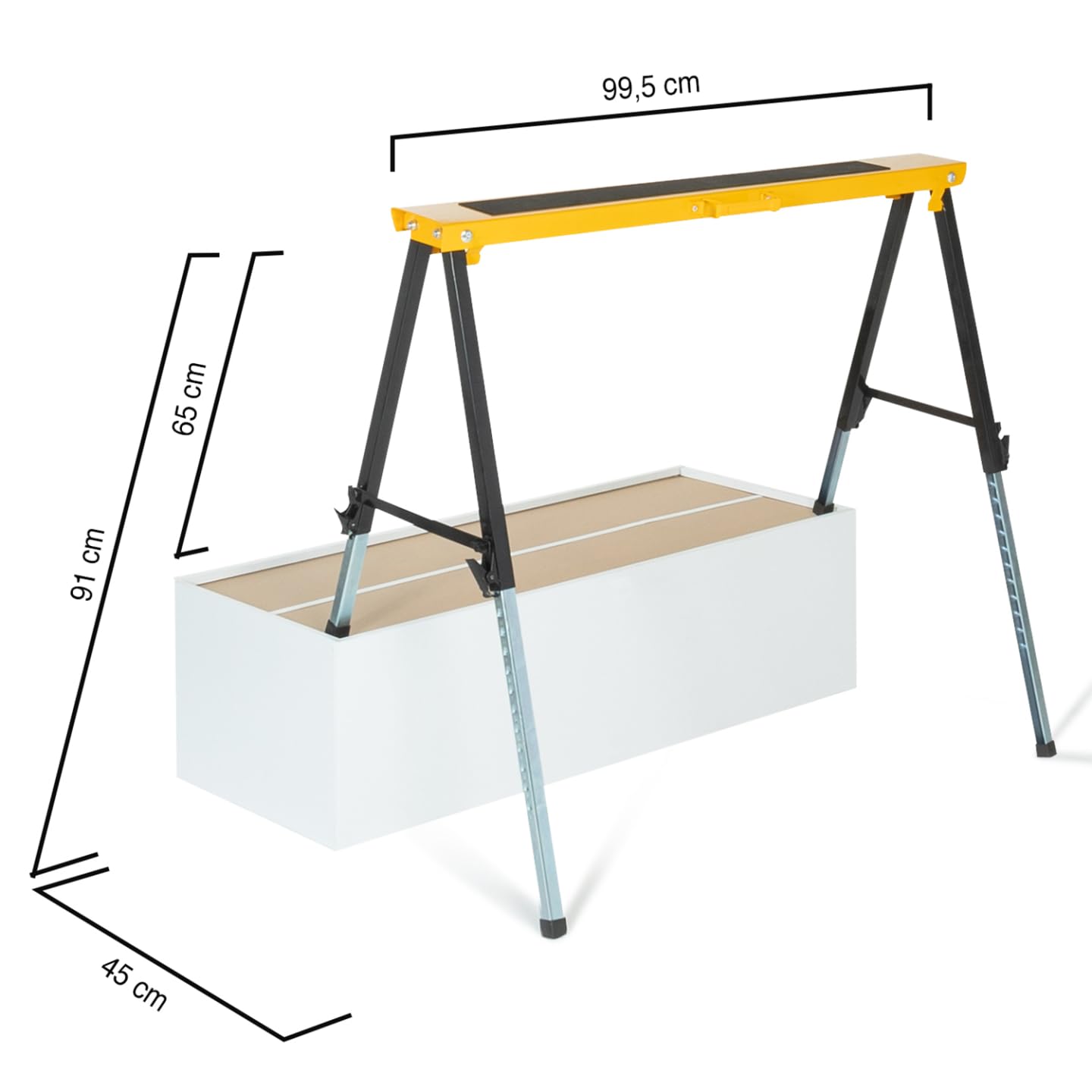 IDMarket - Lot de 2 tréteaux télescopiques pliables large plateau antiglisse