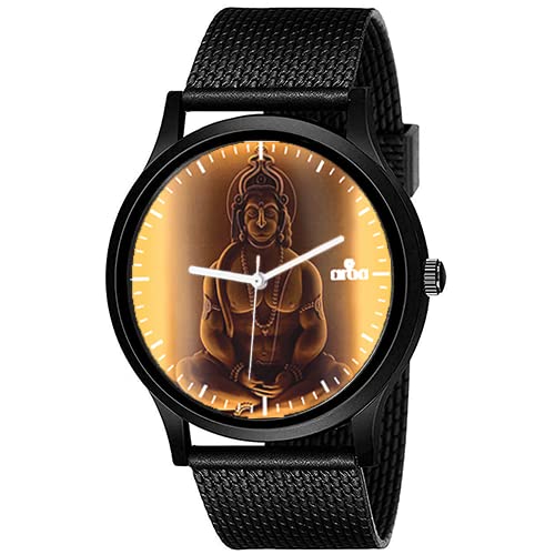 AROA Watch New Watch for Hanuman in Meditation Model : 656 Black Metal Type Analog Black Strap Watch Yellow Dial for Men Stylish Watch for Boys (B0C6QKQXBS) Amazon Price History, Amazon Price Tracker