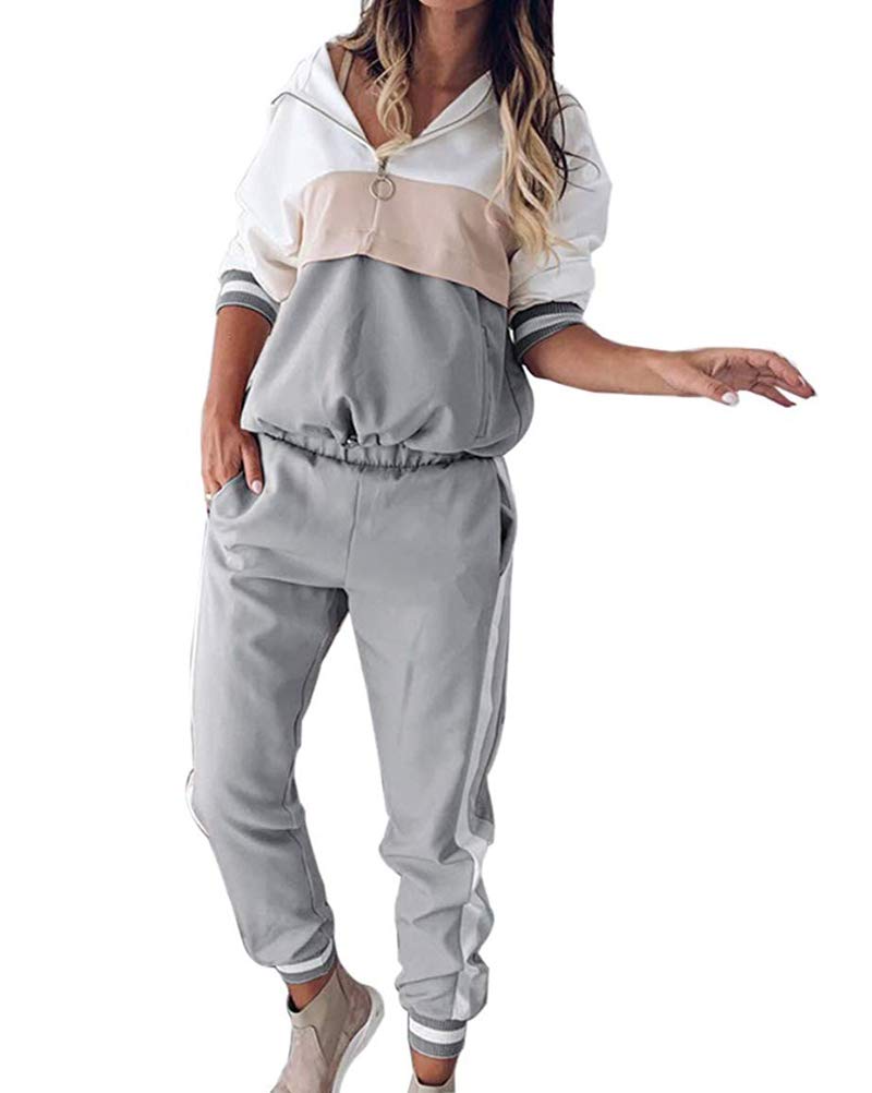 YesgirlWomen's Tracksuits Set Pieces Long Sleeve Zip Up Hooded Tracksuit  Vogue Sweatpants Loungewear Jogging Suit Sport Yoga Gym Workout Outfit