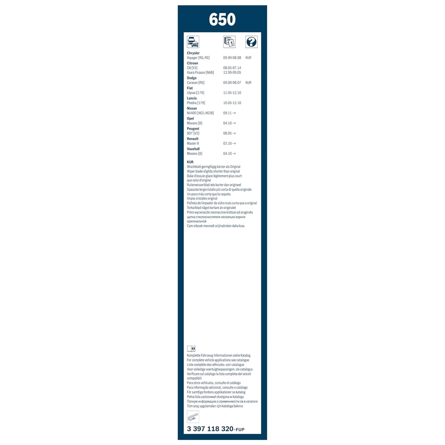 BOSCH Balai d'essuie-glace 3397118320