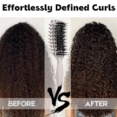 Image of Curly Hair Brush Candybrush Curl Defining Brush for Detangling Shaping and Defining Curls for Women, Men, Wet & Dry Hair (Beige)