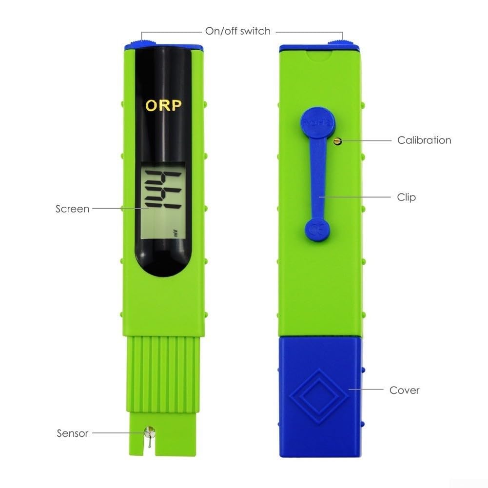ORP Misuratore di potenziale di riduzione dell'ossidazione Tester -1999 ~ +1999mV, Compensazione automatica della temperatura 0-50 ℃, grande display, portatile con custodia per acquari, piscina, acqua