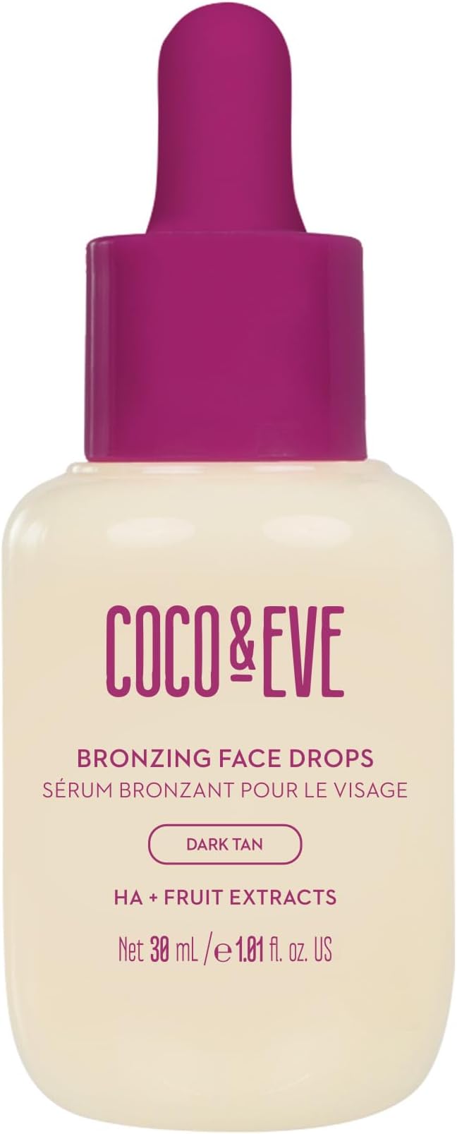 Coco & Eve Self Tanning Drops (Dark) - Customizable Gradual Face Tanner, Hydrating Bronzing Drops with Hyaluronic Acid for a Natural, Glowing Sunless Tan, Vegan, Cruelty Free | 1 Fl Oz