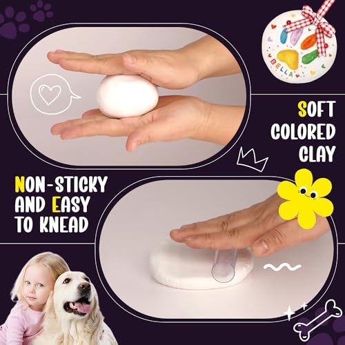 JOLLYJINKS Paw Print Kit for Dogs and Cat (Makes 4), Dog Clay Paw Print Impression Kit Keepsake for Pet with Customization Tool and Display Stands as Ornament JOLLYJINKS Paw Print Kit for Dogs and Cat (Makes 4), Dog Clay Paw Print Impression Kit Keepsake for Pet with Customization Tool and Display Stands as Ornament