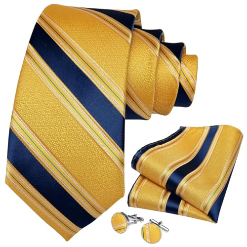Corbata de Seda a Rayas Amarilla 8cm