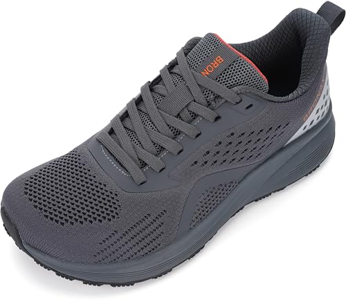 BRONAX Mens Wide Toe Box Running Tennis Shoes Gym Tennis Athletics Size 11 Sports Mesh Walking Rubber Outsole Sneakers for Male Grey 45