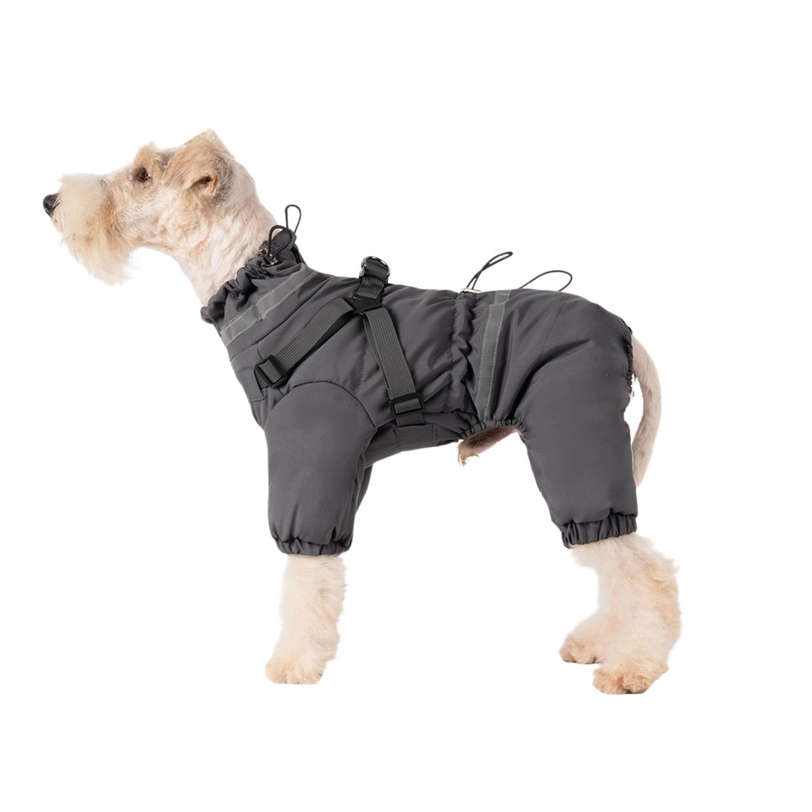 Cappotto invernale per cani, per esterni, regolabile, a 4 gambe, con imbracatura, riflettente, impermeabile, per cani di piccola taglia e cani di taglia media, grigio, M