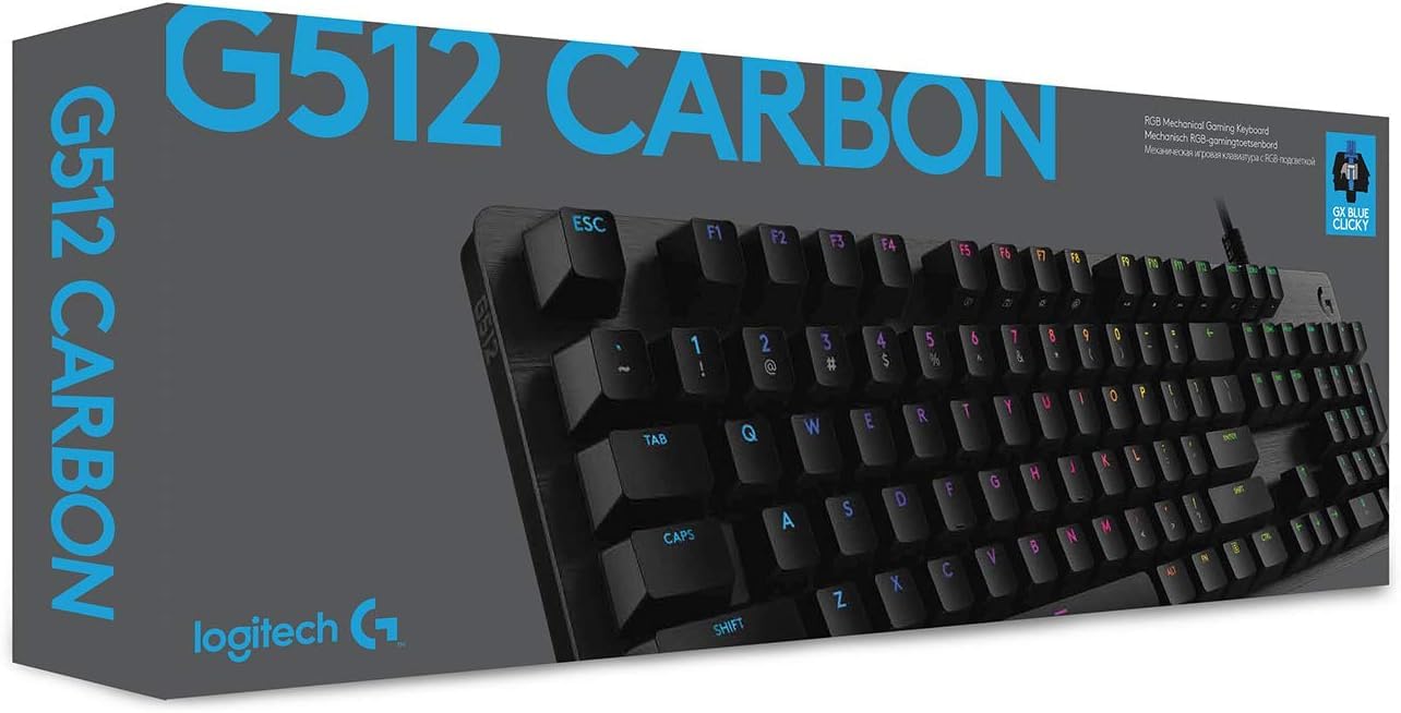 Logitech G G512 Teclado Gaming Mecánico, RGB LIGHTSYNC, Teclas retroiluminadas, GX-Táctil Marrón, Aleación de Aluminio, Teclas F Personalizables, Paso de USB, Disposición QWERTY ES - Carbón/Negro